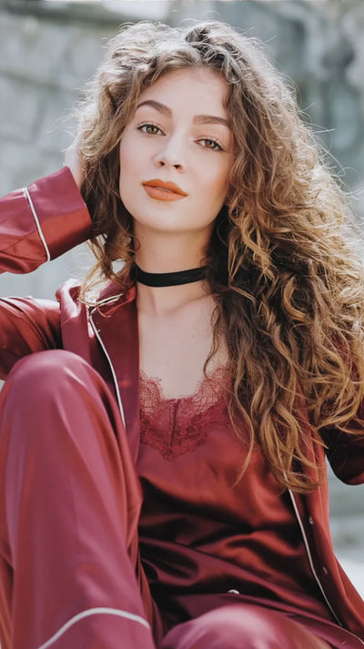 Pyjama Satin Bordeaux