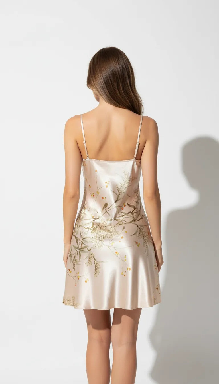 Nuisette Satin Champagne pour Femme | Romantique | 1 Pièce - Vue de dos