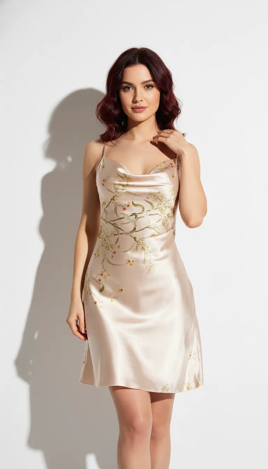 Nuisette Satin Champagne pour Femme | Romantique | 1 Pièce - Vue de face